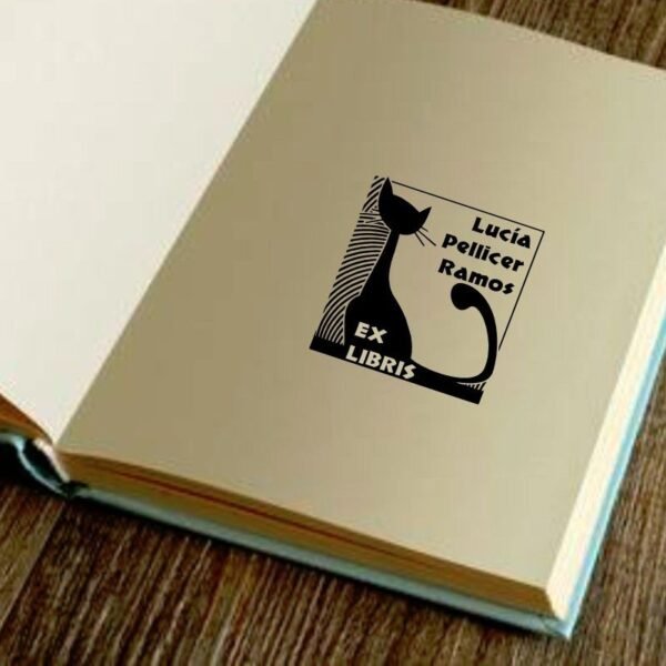 Ex Libris gato negro - Imagen 2