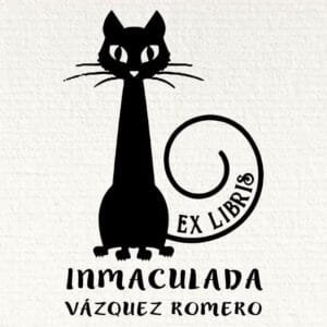 Ex Libris Gato con Cola