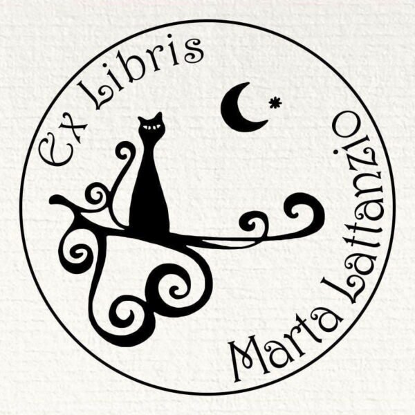 Ex Libris Gato bajo la Luna