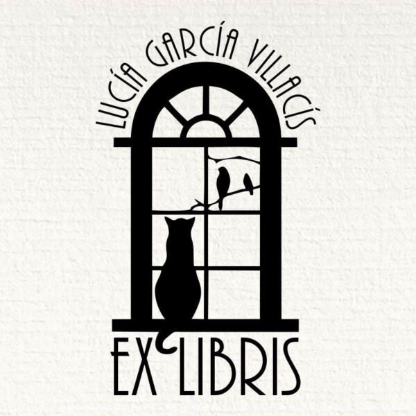 Ex Libris Gato y Pájaros