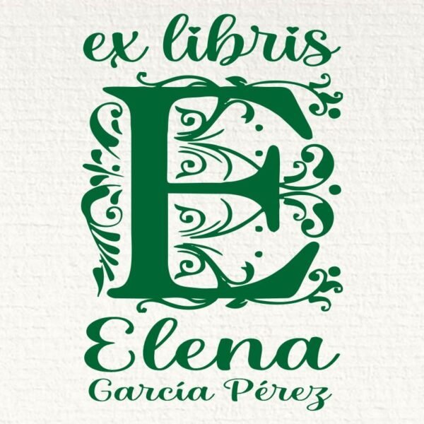 Ex Libris Inicial E con Nombre