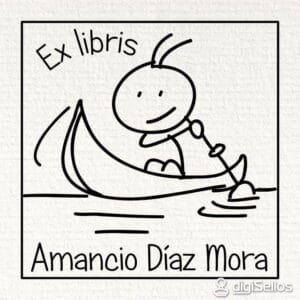 Ex Libris Niño en Canoa
