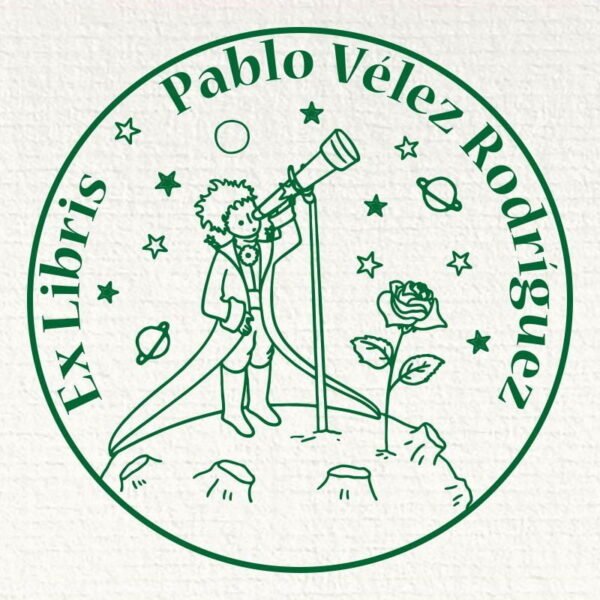 Ex Libris Principito con telescopio