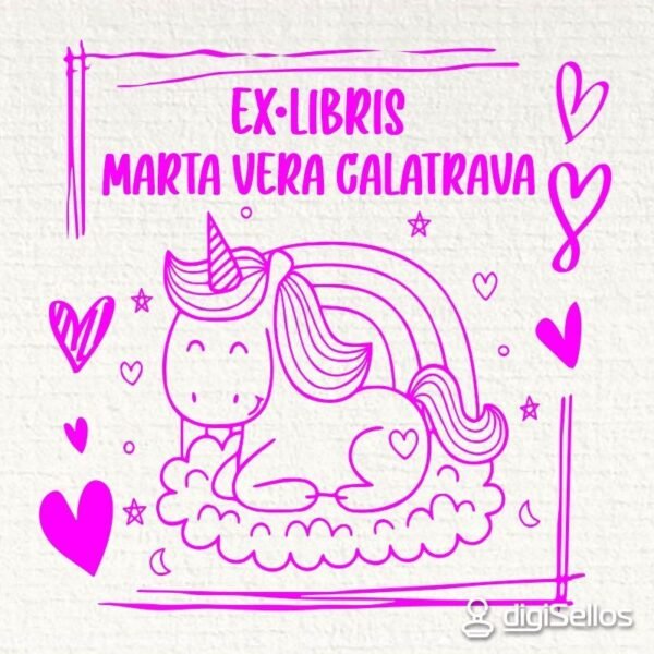 Ex Libris Unicornio Arcoiris