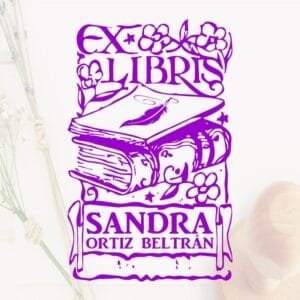 Ex Libris Libro con Flores