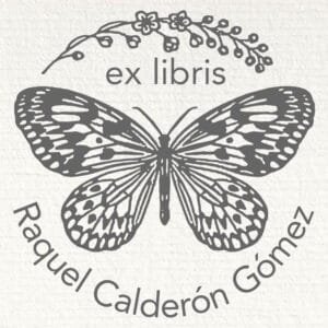 Ex Libris Mariposa con Flores