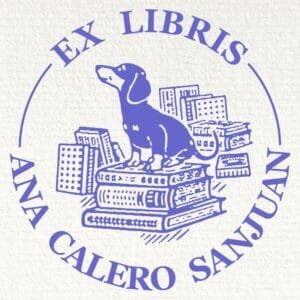 Ex Libris Perro con Libros