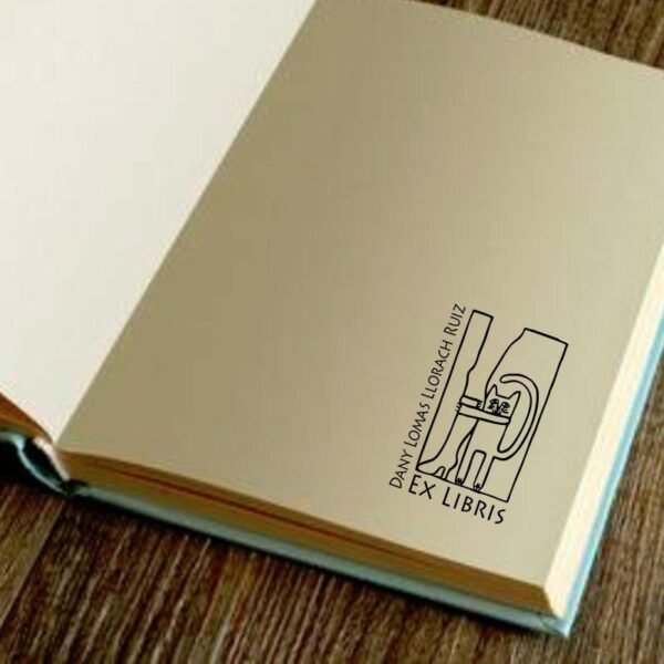 Ex Libris gato abrazado - Imagen 2