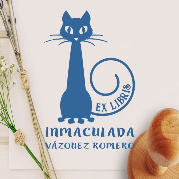 Ex Libris Gato con Cola - Imagen 2