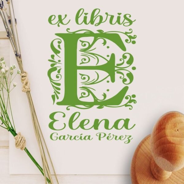 Ex Libris Inicial E con Nombre - Imagen 2