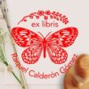 Ex Libris Mariposa con Flores