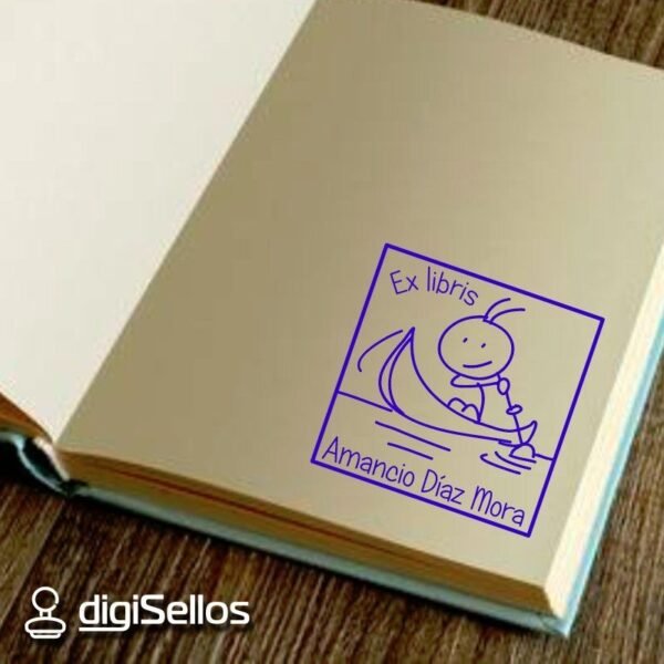 Ex Libris Niño en Canoa - Imagen 2