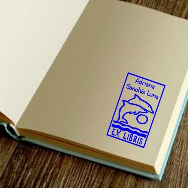 Ex Libris Pareja Delfines - Imagen 2