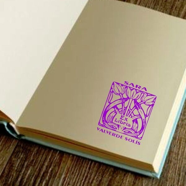 Sello Ex Libris Tulipanes - Imagen 2