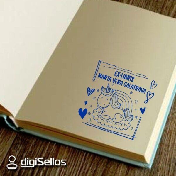 Ex Libris Unicornio Arcoiris - Imagen 2