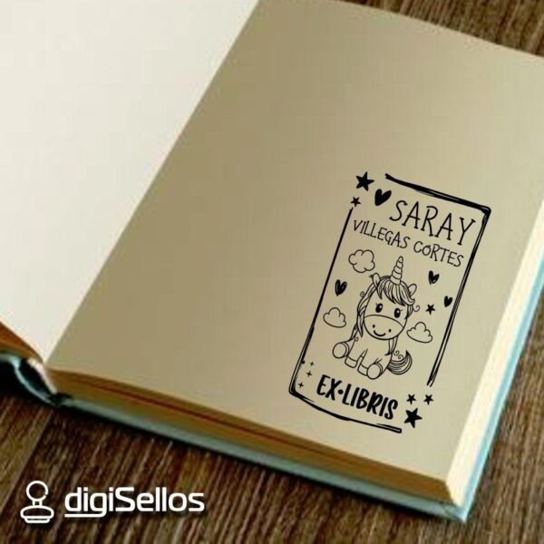 Ex Libris Unicornio Nubes - Imagen 2