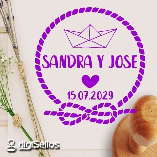 Sello Boda Barco de Papel - Imagen 2